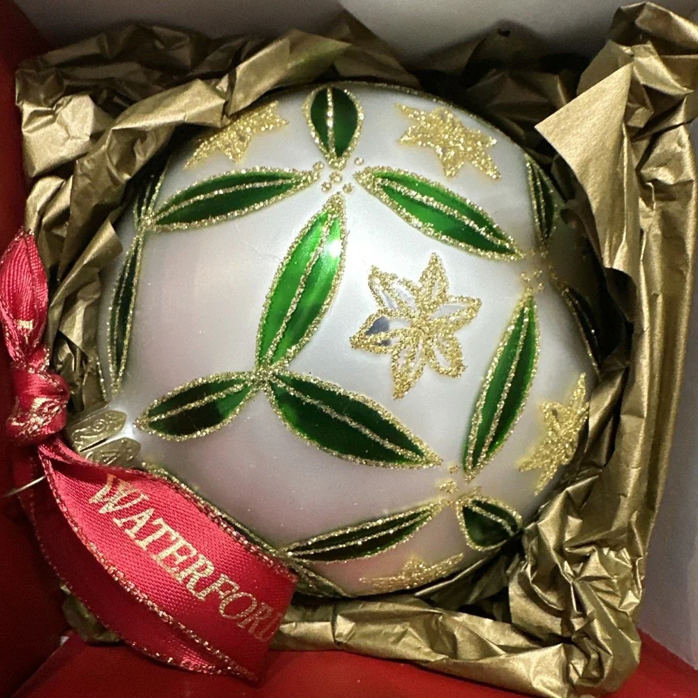 Set 4 Waterford Holiday Heirlooms Epiphany Adornments Blown Glass Xmas Ornaments